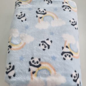 Cobertor Para Bebê Menino Pandinha Azul Luxo Premium 1m x 80cm
