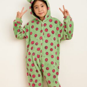 Macacão Infantil Unissex Smile Verde Microfibra Longo Soltinho Capuz Orelhinha Tamanho P 2/4 ANOS